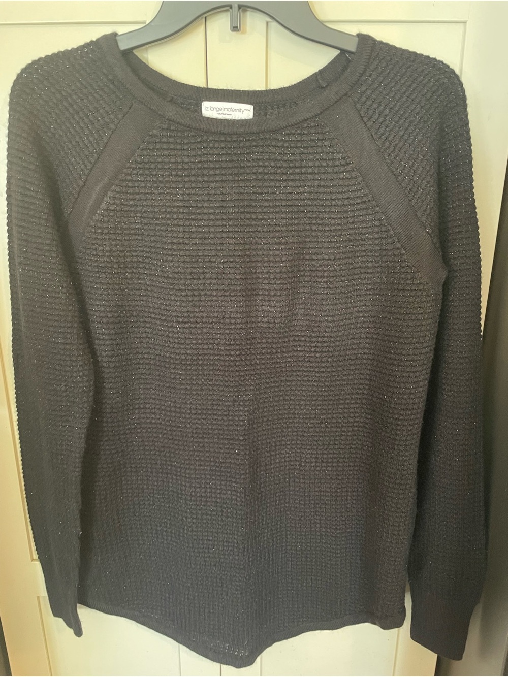 Liz Lange maternity Black Textured Knit Crewneck Sweater